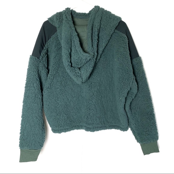 Zella dark green Sherpa fleece pullover hoodie - Picture 2 of 5